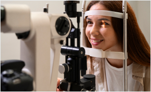 Eye examination at the clinic
