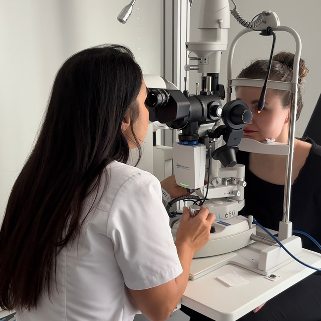 Eye examination at an optician's